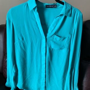 XS Teal long sleeved blouse The Limited